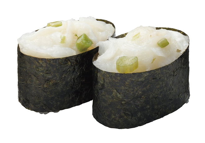 image of Wasabi-Flavored Fluke Fin Gunkan